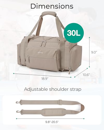 BAGSMART 4-IN-1 Gym Bag for Women Men, TSA Duffle Bag for Travel - color: B-Black