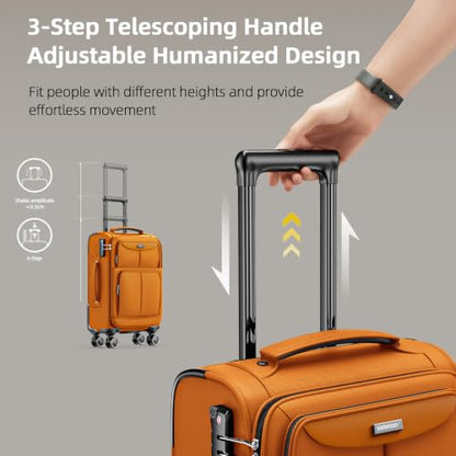 SHOWKOO Luggage Sets 3 Piece Softside Expandable Durable Suitcase Sets | Durable Oxford Fabric;Lightweight;360°Double Spinner Wheels;TSA Lock;3-Step Telescoping Handle;Orange (20in/24in/28in) - color: Orange