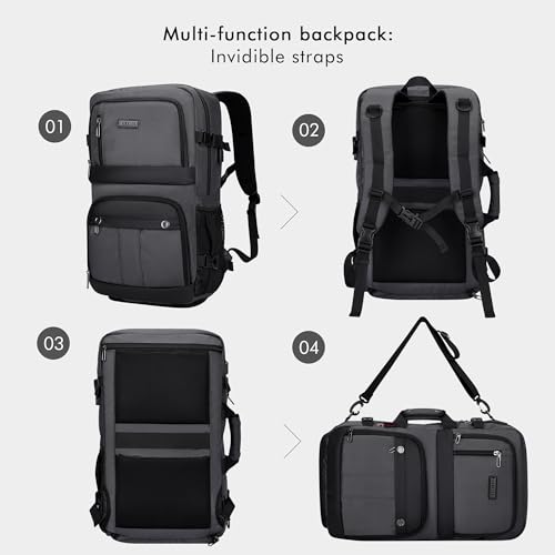 WITZMAN Carry on Travel Backpack for Men Nylon Business Laptop Backpack - color: Silvery Grey