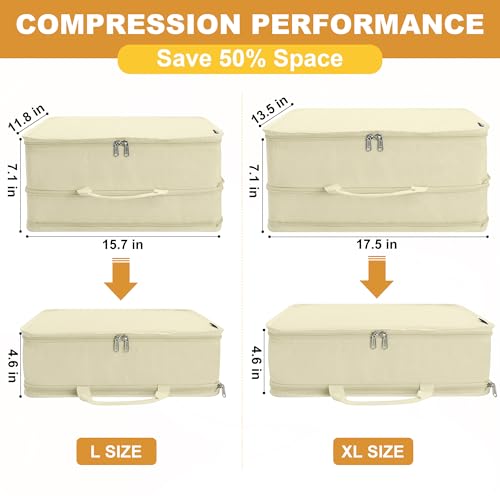 Compression Packing Cubes Travel Packing Suitcase Organizer Bags, Beige - color: Beige, size: Large