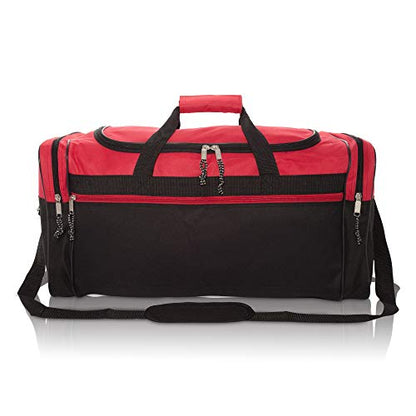 DALIX 25" Extra Large Vacation Travel Duffle Bag (Black, Grey, Navy Blue, Red, Camo) - color: Red
