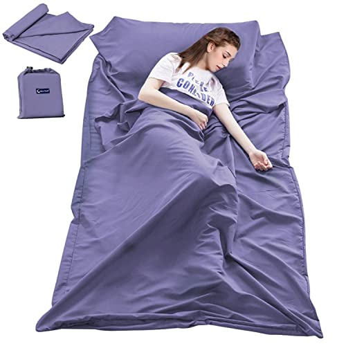 Lightweight Sleep Sack, Compact Sleeping Bag Liner Travel Sheets for Hotel - color: Grey Blue, size: 82.7 X 45 Inch
