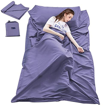 Lightweight Sleep Sack, Compact Sleeping Bag Liner Travel Sheets for Hotel - color: Grey Blue, size: 82.7 X 45 Inch