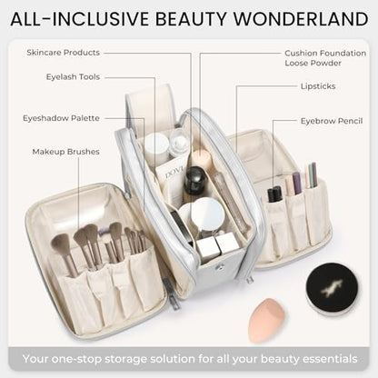 HauteHues Travel Makeup Bag Women's Large Capacity Cosmetic Organize Silver - color: Silver
