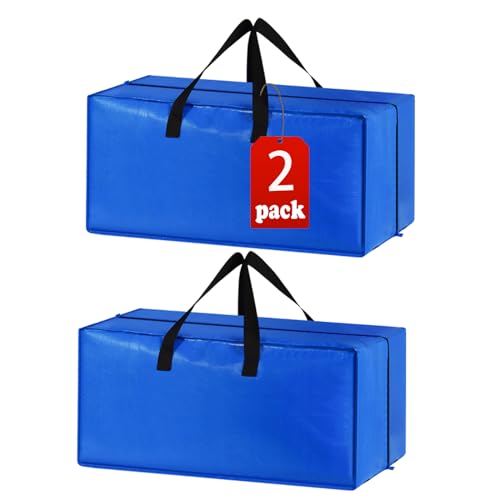 Heavy Duty Extra Large Blue Moving Bags with Strong Zipper Backpack Handles - color: Blue, size: 2 Pack