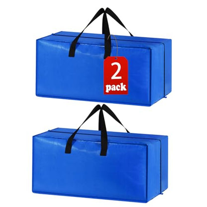 Heavy Duty Extra Large Blue Moving Bags with Strong Zipper Backpack Handles - color: Blue, size: 2 Pack