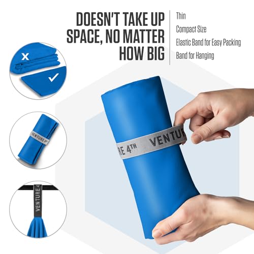 VENTURE 4TH Quick Dry Microfiber Towel for Camping & Gym - Blue Extra Large - color: Blue, size: 72.00" x 31.50"