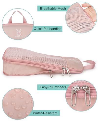 6/8 Set Space Saving Compression Packing Cubes Lightweight Packing Cube - color: Pink, size: 6 Pcs(XL,L,M*2,S,laundry bag)