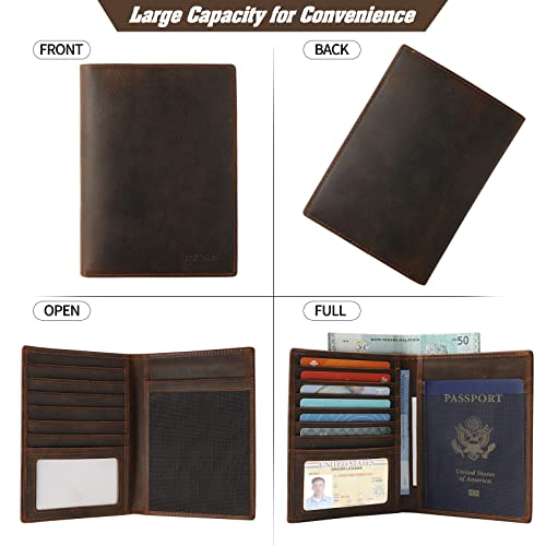 Jack&Chris Leather Passport Holder RFID Blocking Passport Travel Wallet Cover Case for Men Women Brown JC17 - color: JC17-Red Brown