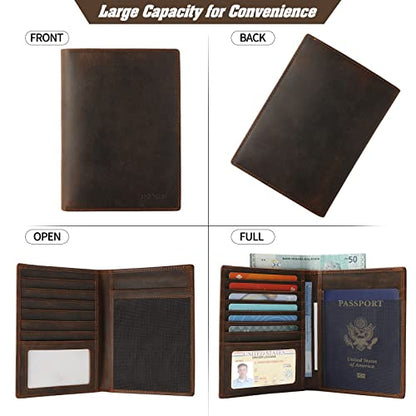 Jack&Chris Leather Passport Holder RFID Blocking Passport Travel Wallet Cover Case for Men Women Brown JC17 - color: JC17-Red Brown
