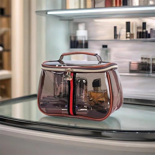 ANIS·KEBBR Large Waterproof Retro Vanity Bag – Transparent Cosmetic Organizer for Women