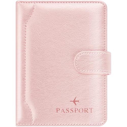 Passport Holder for Travel Essentials Wallet Cover Case Women Men Gift - color: D-Rose Gold