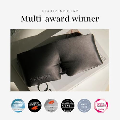DROWSY Eyelash Protecting Silk Sleep Mask for Natural Lashes & Extensions. Deep Eye Cups, Zero Pressure, Total Blackout, Full Wraparound (Moonlight Shadow) - color: Moonlight Shadow