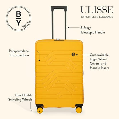 Bric's B|Y Ulisse Checked Luggage with Spinner Wheels – Expandable Lightweighted Hard Shell Suitcase, TSA Combination Lock - Removeable Wash Bag Included - 28 Inch, Mango - color: Mango, size: Checked-medium