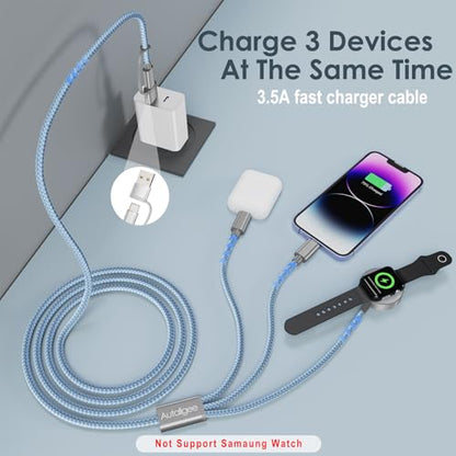 Travel Essentials,Multi Charging Cable for Apple Watch iPhone Charger Blue - color: Blue, size: 1Pack-4FT