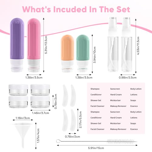 Travel Bottles for Toiletries 18Pack Containers Travel Size Toiletries - color: Green