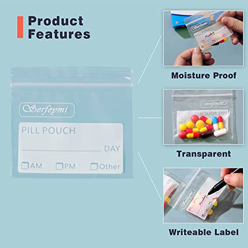 Serfeymi Pill Bags for Travel Pill Pouch Organizer Pack of 400, 3 x 2.75 in - size: Pack of 400