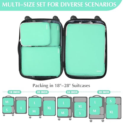 Gonex Compression Packing Cubes, 4-Piece Expandable Travel Organizers - color: 4-Mint Green, size: 4 Set
