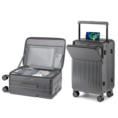 Joyway 20 Inch Top Opening Carry on Luggage with Aluminium Frame, Grey - color: Grey