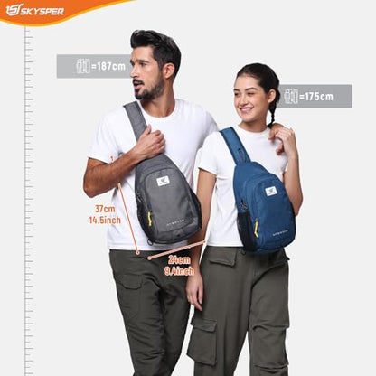 SKYSPER Sling Bag Anti Theft Crossbody Bag RFID Lightweight Travel Shoulder Chest Bag for Hiking Walking - color: Blue