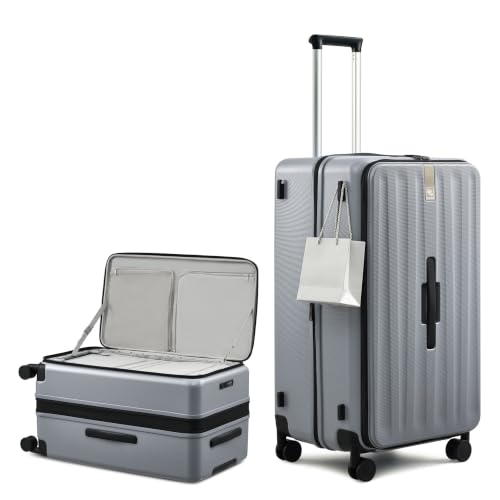 Hanke 28 Inch Top Opening Expandable Extra Large Luggage With TSA Lock，114L | PC Hard Shell Suitcase,Expandable,Detachable Toiletry Bag,Movable Dividers,Spinner Wheels for International Travel & Moving - color: Grey, size: 28 Inch