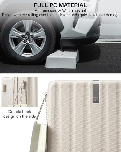 Hanke Upgraded Elite 2 Piece Luggage Set, 20 Inch Carry On & 29 Inch Extra Large Checked Suitcase, PC Hard Shell Suitcases with Wheels, TSA Lock, Explosion-Proof Zipper Travel Set,Ivory White - color: Off White, size: 2-Piece Set（20/29）