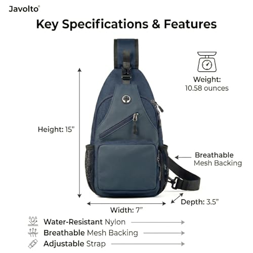 Javolto Crossbody Sling Bag,Small Backpack Men,Hands-Free Shoulder Daypack - color: Navy Blue