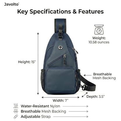 Javolto Crossbody Sling Bag,Small Backpack Men,Hands-Free Shoulder Daypack - color: Navy Blue