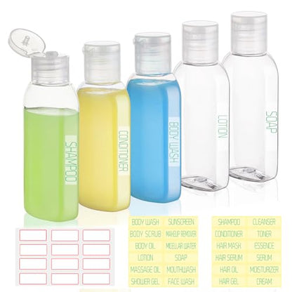 Travel Bottles for Toiletries 5 Pack 2oz TSA Approved Squeeze Bottle - color: Clear, size: 2oz, style: C-5Pack