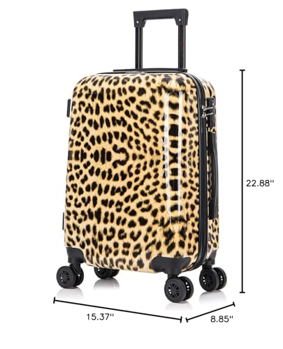 InUSA Cheetah Print 20-Inch Carry-On Hardside Spinner Luggage Lightweight - color: Cheetah, size: 20 Inch
