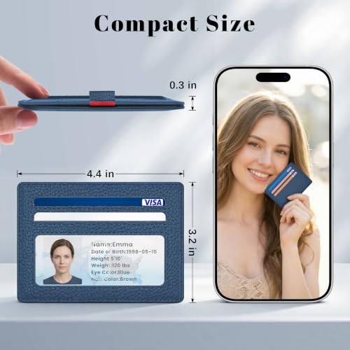 Airkit Small Slim ID Case, Womens Credit Card Holder Wallet, RFID Sleeve - color: Navy Blue