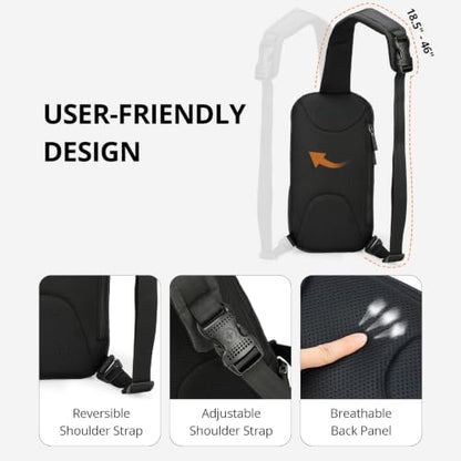 Swissdigital Design Crossbody Bag for Men, RFID Blocking Sling Bag with Adjustable Strap Use - color: Dark Grey