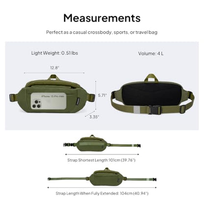 TOPEAST Waist Pack Large Capacity Fanny Pack with Water Bottle Pocket - color: Dark Green