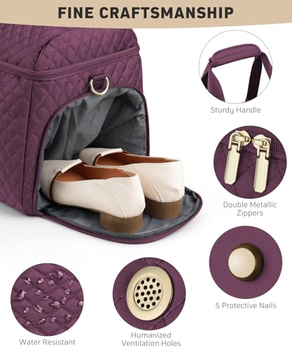 Weekender Bags for Women, Wide Open Large Travel Duffle Bag with Shoe Compartment, Overnight Carry on Bag Personal Item Travel Bag with Wet Pocket (Dark Purple) - color: 3-Dark Purple, size: Large