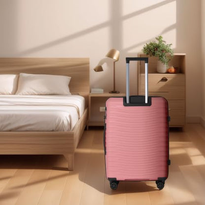 3-Piece PP Hardshell Luggage Set With Wheels, 20"/24"/28", Peach Pink - color: Peach Pink
