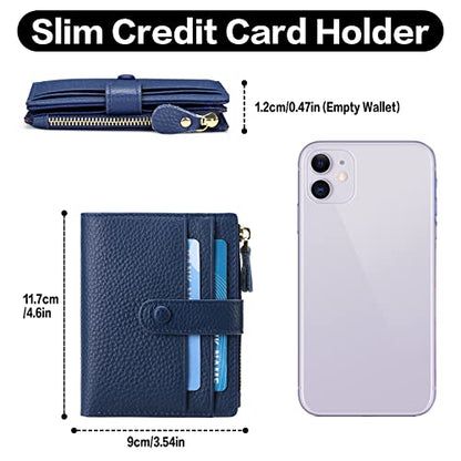 FALAN MULE Small Wallets for Women RFID Blocking Leather Womens Wallet - color: AD-Royal Blue