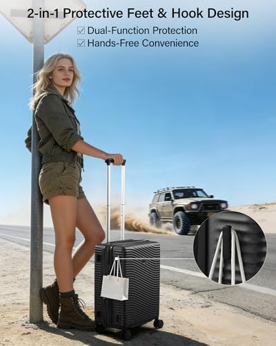 MILADA Expandable Checked Luggage 28 Inch, Hard Shell Large Suitcase - color: Jet Black, size: Checked Large 28 inch