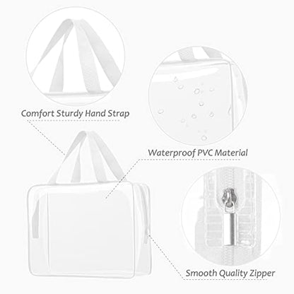 3pcs Crystal Clear Cosmetic Bags TSA Approved Travel Makeup Toiletry Bag - color: 3pcs White-1 large, 1 medium, 1 small, size: 1 large, 1 medium, 1 small