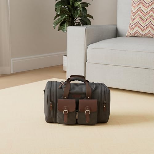 Wildroad Canvas Duffle Bag - 50L Expandable Weekender Overnight Travel Bag - color: Black, size: Large-50L Duffle Bag