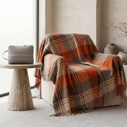Soft Pure Wool Fall Throw Blanket, Lightweight Warmth, 55"x83" - color: Maple Forest, size: Standard (1.5 lbs)