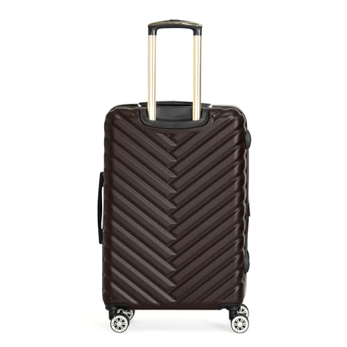Kenneth Cole REACTION Madison Square Lightweight Hardside Chevron Expandable Spinner Luggage, Chocolate Brown, 24-Inch Checked - color: Chocolate Brown, size: 24-Inch Checked