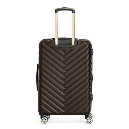 Kenneth Cole REACTION Madison Square Lightweight Hardside Chevron Expandable Spinner Luggage, Chocolate Brown, 24-Inch Checked - color: Chocolate Brown, size: 24-Inch Checked