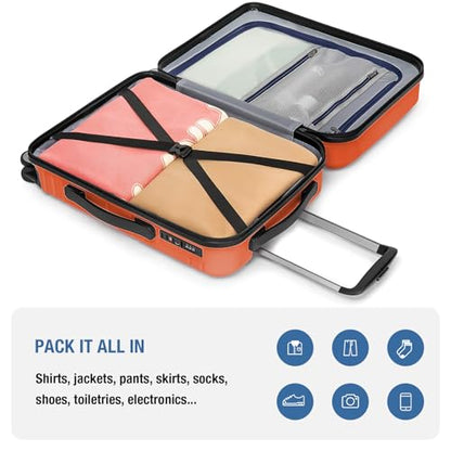 Carry On Luggage 22x14x9 Airline Approved,Hardside Suitcase,20 Inch,Orange - color: Orange