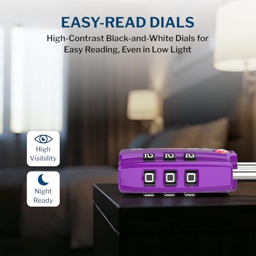Forge TSA Approved Luggage Locks, Open Alert TSA Locks, Purple, 2 Pack - color: Purple 2PK