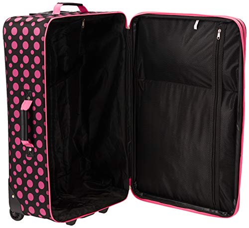 Rockland Fashion Softside Upright Luggage Set, Black/Pink Dot, 4-Piece (14/19/24/28) - color: Black Pink Dot, size: 4 Piece (28"/24"/19"/14" Tote)