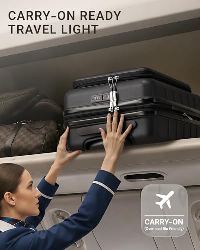 TAKUMI Suitcases with Wheels, Expandable Carry on Luggage, Black, 20 Inch - color: Black, size: 20 Inch