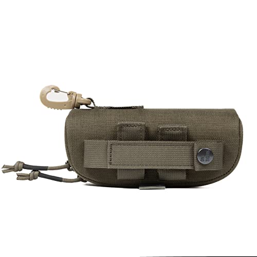 ONETIGRIS Hard Shell Sunglasses Case MOLLE Tactical Eyeglasses Pouch - color: Green