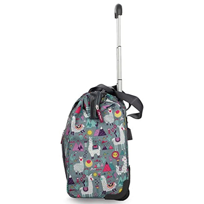 Lily Bloom Designer Under the Seat Tote Cabin Luggage Collection - 15 Inch Patterned Carry on Bag For Women - Lightweight Suitcase with 2 Rolling Wheels (Llama Mama) - color: Llama Mama