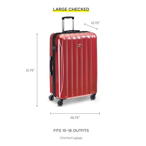 DELSEY PARIS Helium Aero Hardside Expandable Luggage with Spinner Wheels, Titanium, Checked-Large 28 Inch - color: Titanium, size: Checked-Large 28 Inch