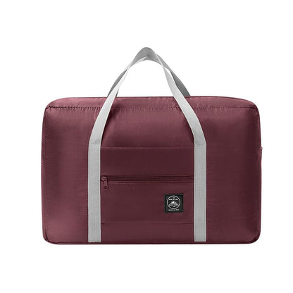 Large Foldable Travel Duffel Bag, Weekender Overnight Bags, Burgundy - color: Burgundy